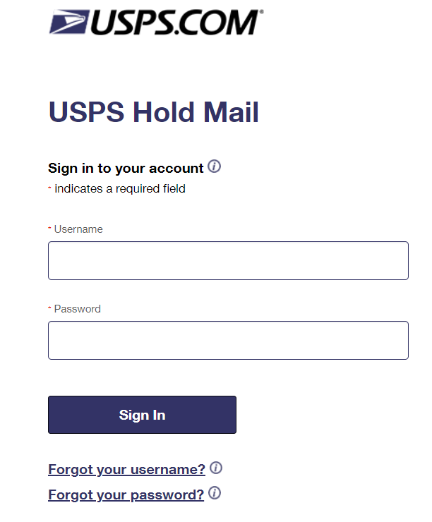usps hold mail login