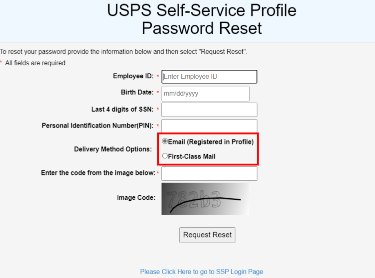 ssp.usps.gov selecting delivery method